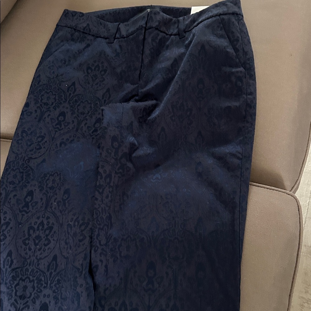 Navy Patterned Pants - Picture 4 of 5